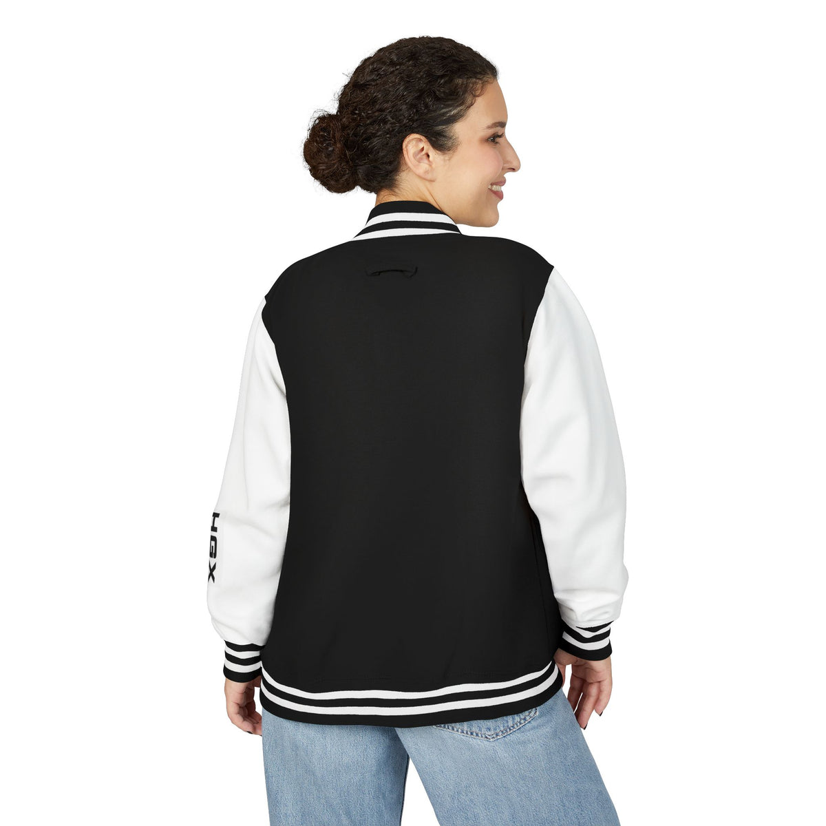 Letterman Jacket - HGX Black & White Varsity Jacket with Sleeve Logo
