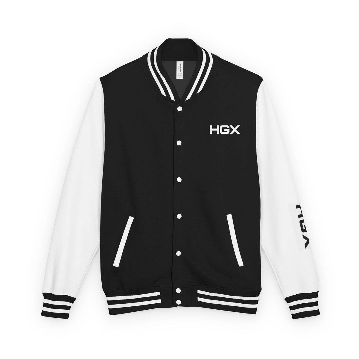 Letterman Jacket - HGX Black & White Varsity Jacket with Sleeve Logo